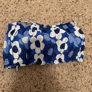 Zara blue floral tie top